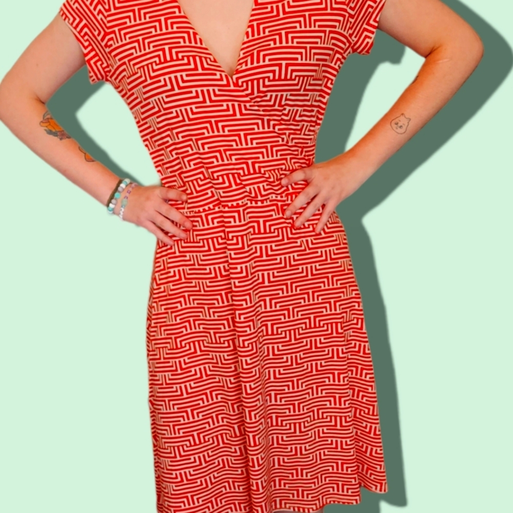 Red and White Dress